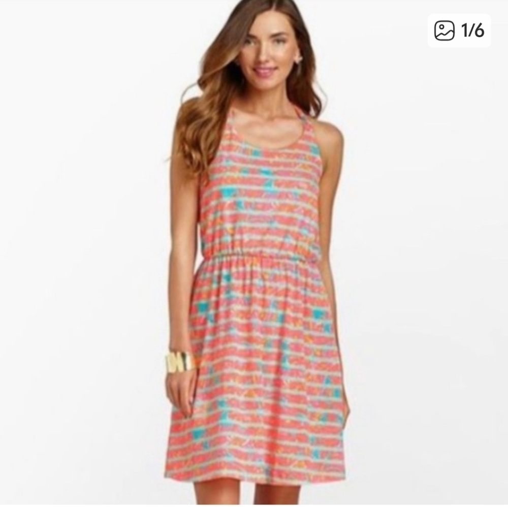 Lilly Pulitzer Lockwood Dress Make A Splash Peach Stripes